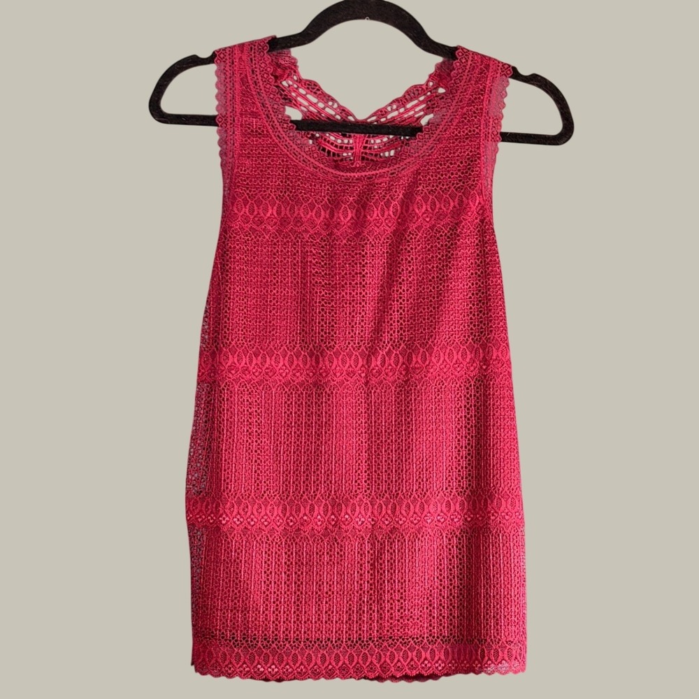 Romeo + Juliet Couture Burgundy Lace Racerback Tank Top Size‎ L Boho Chic